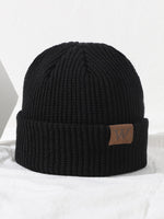 1 pièce Bonnet tricoté gris pour homme avec étiquette , tenue d'automne - Vignette | URBAÏA