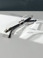 1 pièce Lunettes carrées sans monture décorées pour femmes, mode adaptée pour un usage quotidien, en vacances, aux festivals de musique, dans le style cowgirl occidental - Vignette | URBAÏA