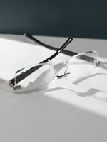 1 pièce Lunettes carrées sans monture décorées pour femmes, mode adaptée pour un usage quotidien, en vacances, aux festivals de musique, dans le style cowgirl occidental - Vignette | URBAÏA