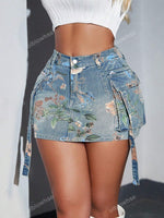 Mini-jupe moulante en jean - Vignette | URBAÏA