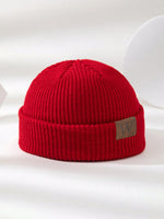 1 pièce Bonnet tricoté gris pour homme avec étiquette , tenue d'automne - Vignette | URBAÏA