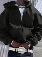 Sweat-Shirt à capuche unicolore décontracté - Vignette | URBAÏA