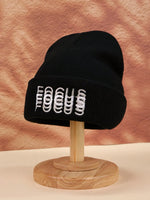 1 pièce Bonnet fourré avec broderie lettre NY, unisexe. Bonnets mous d'hiver pour usage quotidien, bonnet crâne tricoté pour l'extérieur pour hommes et femmes - Vignette | URBAÏA