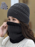 1 set Femme/Homme Chapeau tricoté de couleur unie, écharpe et gants assortis, doublure thermique chaude pour l'hiver, ensemble d'accessoires , idée de cadeau parfaite. Accessoires d'hiver, tenues d'hiver - Vignette | URBAÏA
