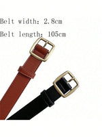 1 pièce Ceinture à boucle carrée simple et rétro, mode femme, convient pour les jeans, accessoire noir pour l'été, l'école, l'automne, Halloween - Vignette | URBAÏA