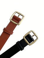 1 pièce Ceinture à boucle carrée simple et rétro, mode femme, convient pour les jeans, accessoire noir pour l'été, l'école, l'automne, Halloween - Vignette | URBAÏA