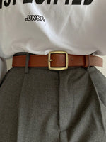 1 pièce Ceinture à boucle carrée simple et rétro, mode femme, convient pour les jeans, accessoire noir pour l'été, l'école, l'automne, Halloween - Vignette | URBAÏA