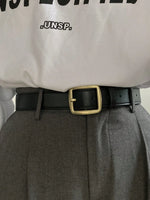 1 pièce Ceinture à boucle carrée simple et rétro, mode femme, convient pour les jeans, accessoire noir pour l'été, l'école, l'automne, Halloween - Vignette | URBAÏA