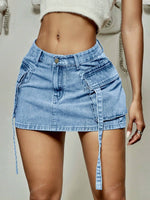 Mini-jupe moulante en jean - Vignette | URBAÏA