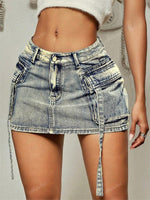 Mini-jupe moulante en jean - Vignette | URBAÏA