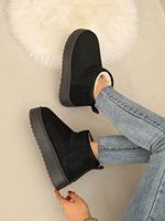 1 paire de bottes d'hiver unisexes unicolore, décontractées, mignonnes et chaudes, convenant pour le trajet, le bureau, la maison, l'extérieur. Bottes d'hiver épaisses pour la neige pour femmes et hommes - Vignette | URBAÏA