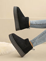 1 paire de bottes d'hiver unisexes unicolore, décontractées, mignonnes et chaudes, convenant pour le trajet, le bureau, la maison, l'extérieur. Bottes d'hiver épaisses pour la neige pour femmes et hommes - Vignette | URBAÏA