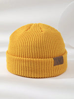 1 pièce Bonnet tricoté gris pour homme avec étiquette , tenue d'automne - Vignette | URBAÏA