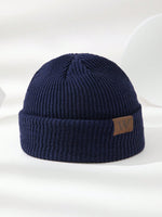 1 pièce Bonnet tricoté gris pour homme avec étiquette , tenue d'automne - Vignette | URBAÏA