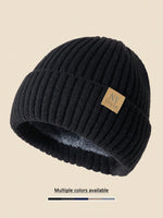 1 pièce Bonnet tricoté unicolore avec emblème NY, bonnet d'hiver doublé thermique pour hommes et femmes, tenue d'hiver, d'Halloween, d'automne - Vignette | URBAÏA