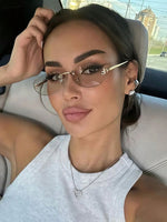 1 pièce Lunettes de mode à monture métallique ovale de style élégant haut de gamme pour femmes, produit transfrontalier UE/US - Vignette | URBAÏA