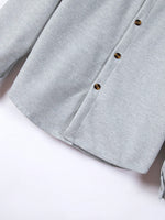 2 pièces Ensemble chemise polo à manches longues de couleur unie avec poche et pantalon pour hommes, tenue de loisirs légère pour les vacances, printemps/automne - Vignette | URBAÏA