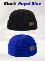 1 pièce Bonnet tricoté gris pour homme avec étiquette , tenue d'automne - Vignette | URBAÏA