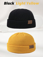 1 pièce Bonnet tricoté gris pour homme avec étiquette , tenue d'automne - Vignette | URBAÏA