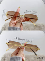 1 paire de lunettes de mode carrées sans monture pour femmes. Accessoire de mode pour l'été, accessoire de plage pour femmes. essentielles pour les tenues de femmes en automne/hiver, casual, affaires. Cadeau pour les vacances d'été à la plage, les sorties - Vignette | URBAÏA 