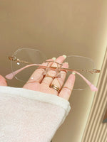 1 paire de lunettes sans monture unisexes à la mode anti-lumière bleue, convient pour le travail de bureau quotidien, les études, la lecture, la photographie, assortir les tenues - Vignette | URBAÏA 