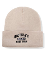 1 pièce Bonnet tricoté à la mode avec détails imprimés Brooklyn pour femmes, pour l'hiver et l'automne - Vignette | URBAÏA 