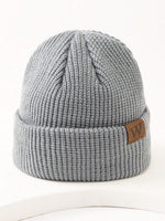 1 pièce Bonnet tricoté gris pour homme avec étiquette , tenue d'automne - Vignette | URBAÏA 