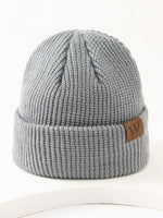 1 pièce Bonnet tricoté gris pour homme avec étiquette , tenue d'automne - Vignette | URBAÏA 