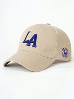 1 pièce Casquette de baseball LA brodée, chapeau à bord incurvé et doux offrant une protection contre le soleil pour l'extérieur, chapeau casual réglable pour le printemps, l'automne, les voyages, la plage et les vacances, convient aux hommes et aux femme - Vignette | URBAÏA 