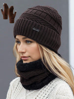 1 set Femme/Homme Chapeau tricoté de couleur unie, écharpe et gants assortis, doublure thermique chaude pour l'hiver, ensemble d'accessoires , idée de cadeau parfaite. Accessoires d'hiver, tenues d'hiver - Vignette | URBAÏA 