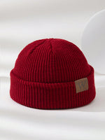 1 pièce Bonnet tricoté gris pour homme avec étiquette , tenue d'automne - Vignette | URBAÏA 