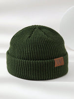 1 pièce Bonnet tricoté gris pour homme avec étiquette , tenue d'automne - Vignette | URBAÏA 