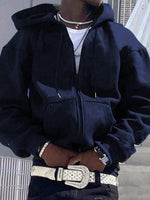 Sweat-Shirt à capuche unicolore décontracté - Vignette | URBAÏA 