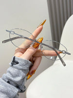 1 pièce Lunettes à monture métallique ovale pour femmes, lunettes décoratives non-correctrices de style collégial mignon - Vignette | URBAÏA 