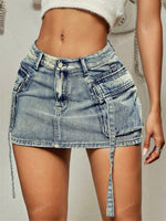 Mini-jupe moulante en jean - Vignette | URBAÏA 