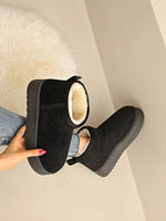 1 paire de bottes d'hiver unisexes unicolore, décontractées, mignonnes et chaudes, convenant pour le trajet, le bureau, la maison, l'extérieur. Bottes d'hiver épaisses pour la neige pour femmes et hommes - Vignette | URBAÏA 