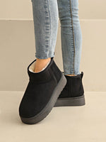 1 paire de bottes d'hiver unisexes unicolore, décontractées, mignonnes et chaudes, convenant pour le trajet, le bureau, la maison, l'extérieur. Bottes d'hiver épaisses pour la neige pour femmes et hommes - Vignette | URBAÏA 