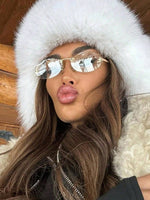 1 pièce Lunettes de mode à monture métallique ovale de style élégant haut de gamme pour femmes, produit transfrontalier UE/US - Vignette | URBAÏA 