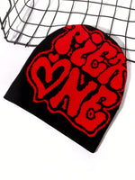 1 pièce Chapeau tricoté à motif jacquard lettres TiER NG pour hommes, style européen et américain, multicolore, en stock, automne/hiver, chaud et coupe-vent, bonnet de la Saint-Valentin pour tenue d'automne - Vignette | URBAÏA 