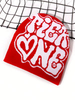 1 pièce Chapeau tricoté à motif jacquard lettres TiER NG pour hommes, style européen et américain, multicolore, en stock, automne/hiver, chaud et coupe-vent, bonnet de la Saint-Valentin pour tenue d'automne - Vignette | URBAÏA 