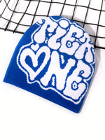 1 pièce Chapeau tricoté à motif jacquard lettres TiER NG pour hommes, style européen et américain, multicolore, en stock, automne/hiver, chaud et coupe-vent, bonnet de la Saint-Valentin pour tenue d'automne - Vignette | URBAÏA 