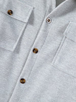 2 pièces Ensemble chemise polo à manches longues de couleur unie avec poche et pantalon pour hommes, tenue de loisirs légère pour les vacances, printemps/automne - Vignette | URBAÏA 