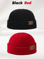 1 pièce Bonnet tricoté gris pour homme avec étiquette , tenue d'automne - Vignette | URBAÏA 