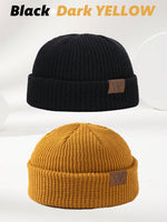 1 pièce Bonnet tricoté gris pour homme avec étiquette , tenue d'automne - Vignette | URBAÏA 