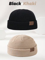 1 pièce Bonnet tricoté gris pour homme avec étiquette , tenue d'automne - Vignette | URBAÏA 